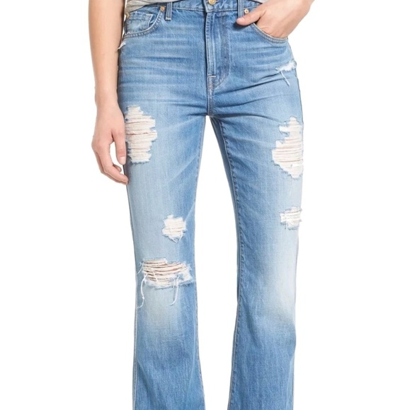 🎀Clearance🎀 NWT 7 for all Mankind Distressed Hi-waist bootcut 👖 jeans 25x34 - Picture 2 of 6